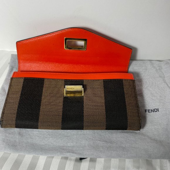 Authentic Fendi Leather & Canvas Turn lock Wallet with Dust Bag - Picture 8 of 16
